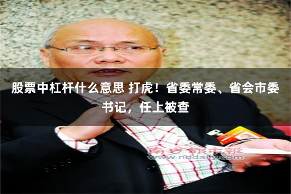 股票中杠杆什么意思 打虎！省委常委、省会市委书记，任上被查