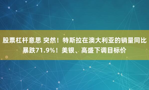 股票杠杆意思 突然！特斯拉在澳大利亚的销量同比暴跌71.9%！美银、高盛下调目标价